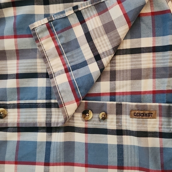 C.e. Schmidt Workwear Blue & Red Plaid Button-Up Shirt - Picture 3 of 6